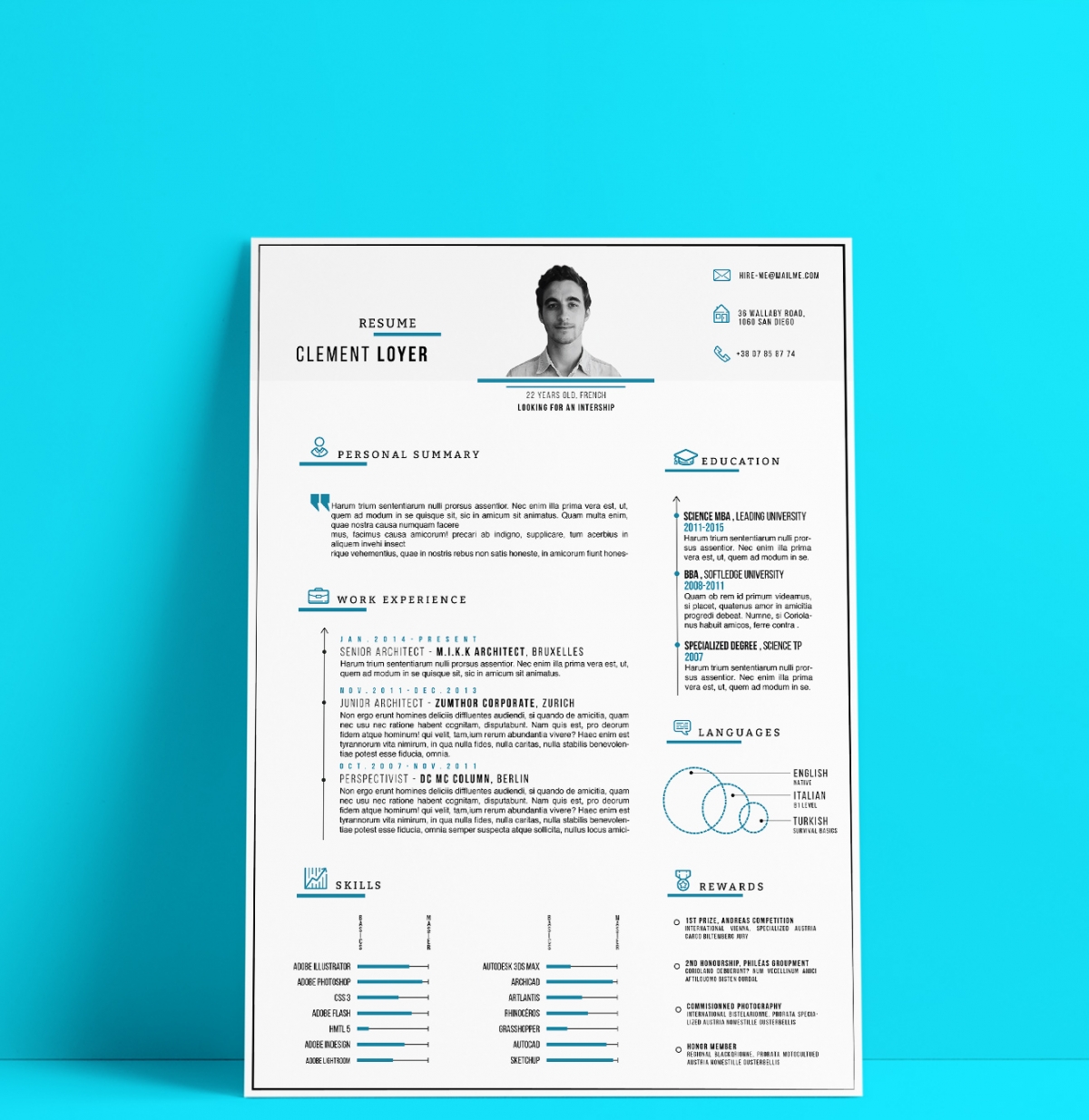 Precise Blue Resume + Letter  Template